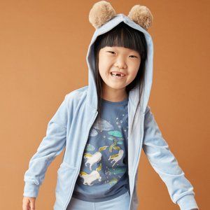 NWT Tea Collection Pom Ear Velour Hoodie